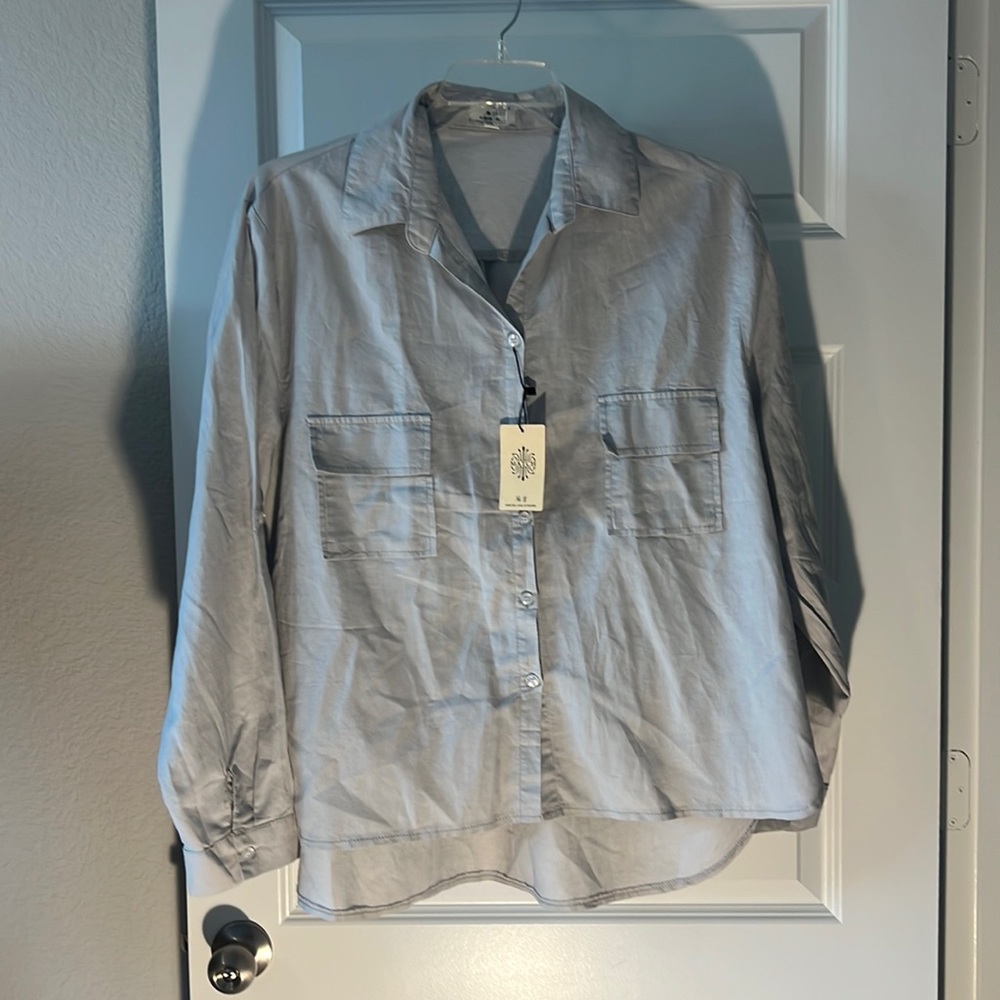 Matchstick linen top grey XXL NWT lightweight workwear relaxed neutral office
